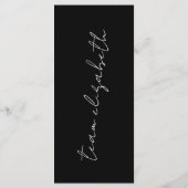 Moderne Individuelle Name Tuxedo Onyx Hochzeitsspi Menükarte (Rückseite)