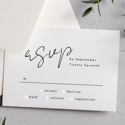 Moderne Individuelle Name Tuxedo Wedding RSVP Karte