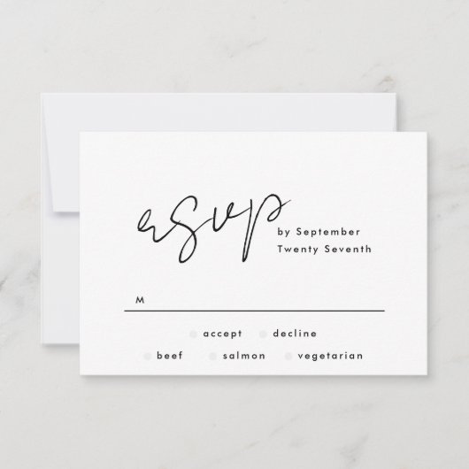 Moderne Individuelle Name Tuxedo Wedding RSVP Karte (Vorderseite)