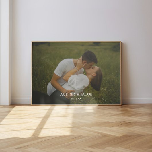 Moderne Individuelle Namen Hochzeitscouple Foto Poster