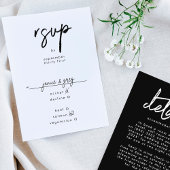 Moderne Individuelle Namen Schwarz-weiße Hochzeit RSVP Karte