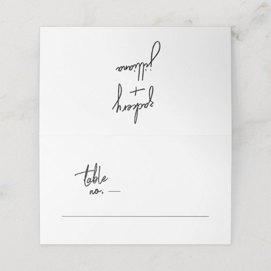 Moderne, individuelle Schwarz-weiße Hochzeit Platzkarte (Außenseite Aufgefaltet)