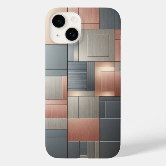 Moderne industrielle metallische Blockmuster-Kupfe Case-Mate iPhone Hülle (Rückseite)