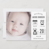 Moderne Infografik Foto Geburtserklärung Ankündigung (Vorderseite)