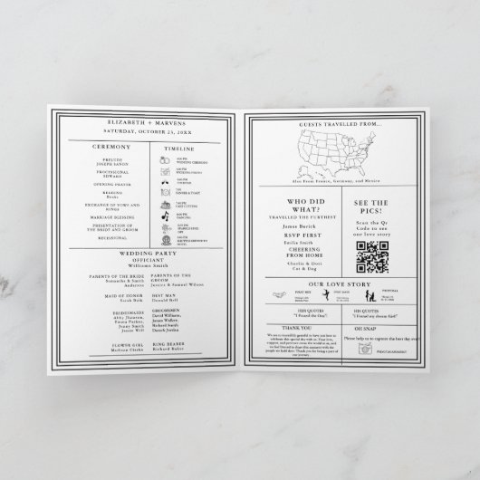 Moderne Infografik-Hochzeitsmappe Programm (Innenseite)