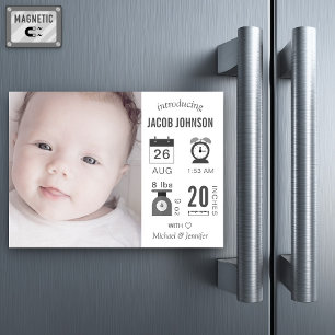 Moderne Infographic Foto-Geburts-Mitteilung Magnetkarte