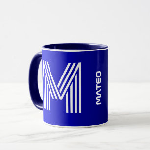 Moderne Initiale & Name   Einzigartiges Blau Schwa Tasse