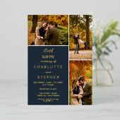 Moderne Initialen 4 Fotos Gitter Hochseeflotte Gol Folieneinladung (Stehend vorne)