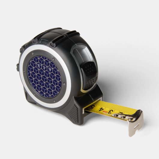 Moderne Initialen Cool Abstraktes Muster Navy Blue Maßband (Winkel)