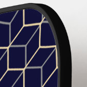 Moderne Initialen Cool Abstraktes Muster Navy Blue Pickleball Schläger (Linke Seite)