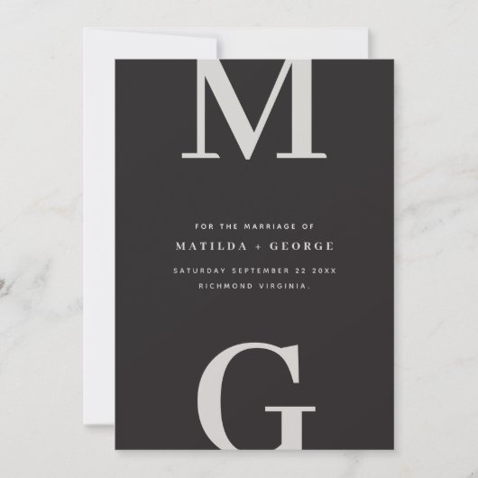 Moderne Initialen Grafik Typografie Foto Hochzeit Save The Date (Vorderseite)