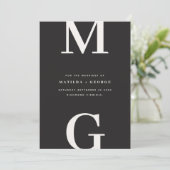 Moderne Initialen Grafik Typografie Foto Hochzeit Save The Date (Stehend Vorderseite)