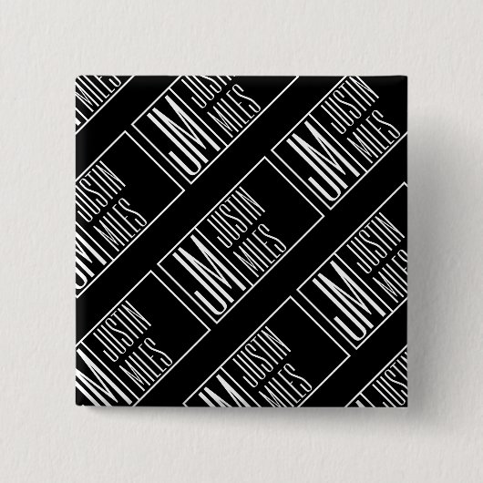 Moderne Initialen mit Name Monogram Muster Button (Vorderseite)