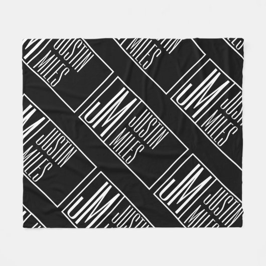 Moderne Initialen mit Name Monogram Muster Fleecedecke (Vorderseite (Horizontal))