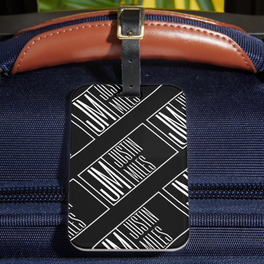 Moderne Initialen mit Name Monogram Muster Gepäckanhänger (Vorderseite Insitu 2)