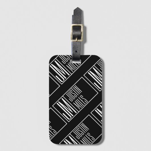Moderne Initialen mit Name Monogram Muster Gepäckanhänger (Vorderseite Vertikal)