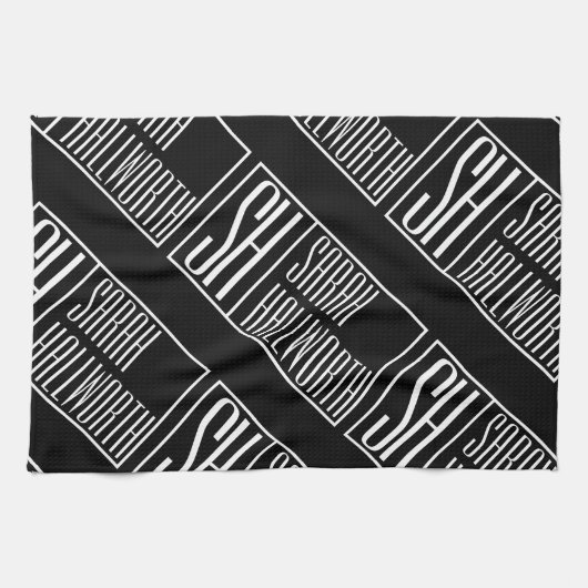 Moderne Initialen mit Name Monogram Muster Geschirrtuch (Horizontal)