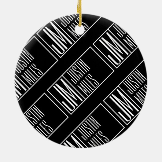 Moderne Initialen mit Name Monogram Muster Keramik Ornament (Hinten)