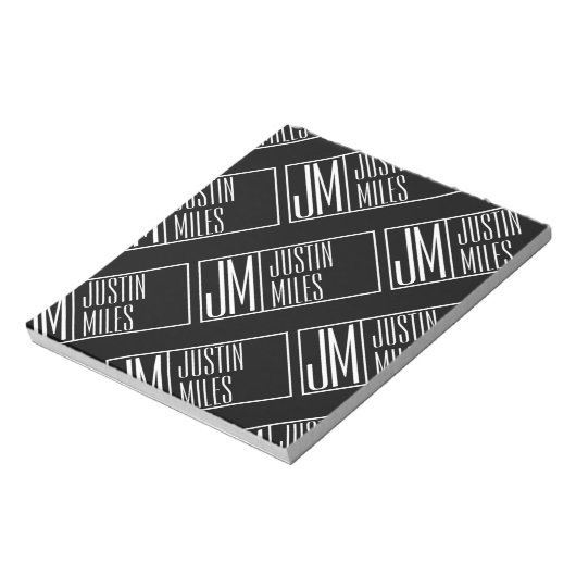 Moderne Initialen mit Name Monogram Muster Notizblock (Rotiert)
