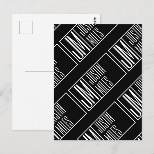 Moderne Initialen mit Name Monogram Muster Postkarte (Vorne/Hinten)