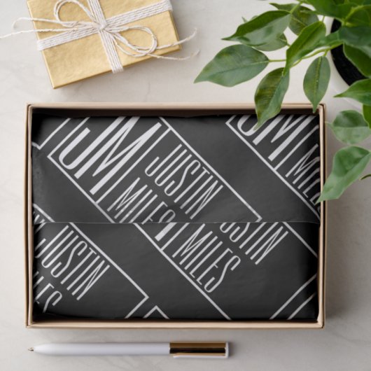 Moderne Initialen mit Name Monogram Muster Seidenpapier (Geschenk)