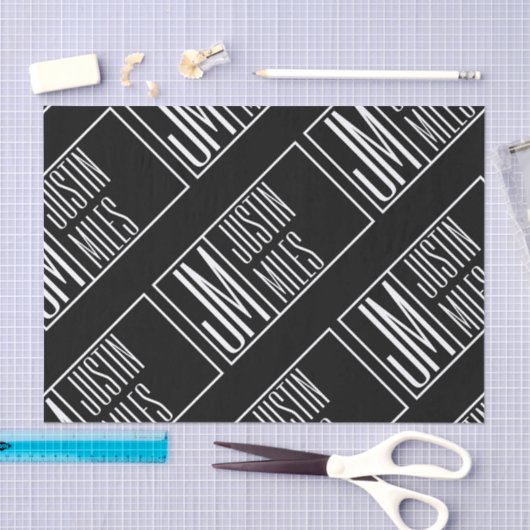 Moderne Initialen mit Name Monogram Muster Seidenpapier (Handwerk)