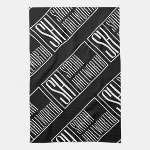 Moderne Initialen mit Namensmonogramm-Muster Geschirrtuch