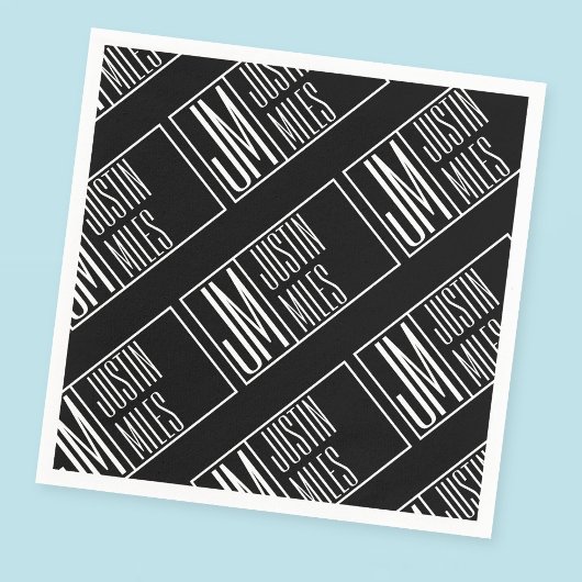 Moderne Initialen mit Namensmonogramm-Muster Serviette