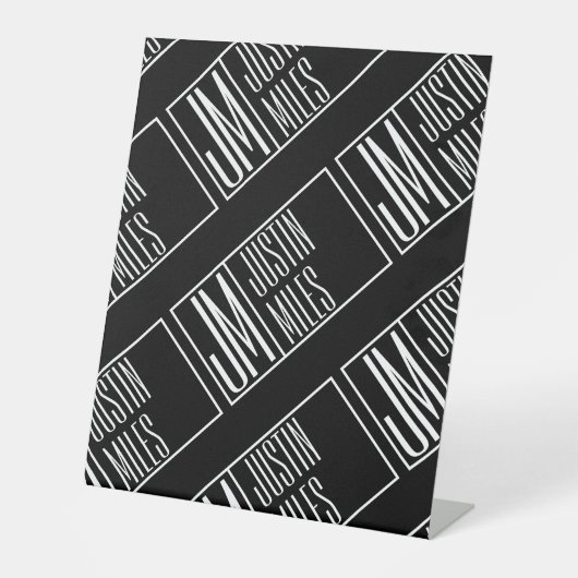 Moderne Initialen mit Namensmonogramm-Muster Sockelschild (Vorderseite)