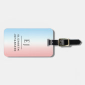 Moderne Initialen Monogram Blue Pink White Gradien Gepäckanhänger (Vorderseite horizontal)