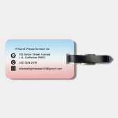 Moderne Initialen Monogram Blue Pink White Gradien Gepäckanhänger (Rückseite horizontal)