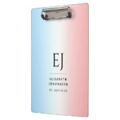Moderne Initialen Monogram Blue Pink White Gradien Klemmbrett (Links)