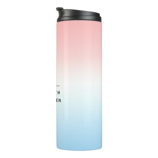 Moderne Initialen Monogram Blue Pink White Gradien Thermosbecher (Nach rechts gedreht)