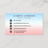 Moderne Initialen Monogram Blue Pink White Gradien Visitenkarte (Rückseite)