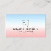 Moderne Initialen Monogram Blue Pink White Gradien Visitenkarte (Vorderseite)