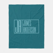 Moderne Initialen & Name | Dunkles Teal & Hellblau Fleecedecke (Vorderseite)