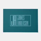 Moderne Initialen & Name | Dunkles Teal & Hellblau Fußmatte (Vorderseite)