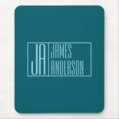 Moderne Initialen & Name | Dunkles Teal & Hellblau Mousepad (Vorne)