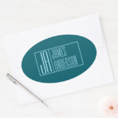 Moderne Initialen & Name | Dunkles Teal & Hellblau Ovaler Aufkleber (Umschlag)