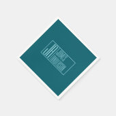Moderne Initialen & Name | Dunkles Teal & Hellblau Serviette (Ecke)