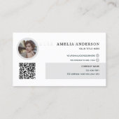 Moderne Initialen Name Graues Foto QR Code Visitenkarte (Rückseite)