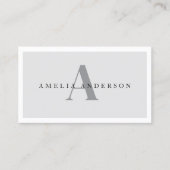 Moderne Initialen Name Graues Foto QR Code Visitenkarte (Vorderseite)