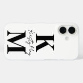 Moderne Initialen Name Weiß Schwarz Personalisiere Case-Mate iPhone Hülle (Rückseite (Horizontal))