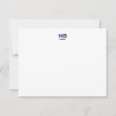 Moderne Initialen Navy Blue Bold Monogram Mitteilungskarte (Vorderseite)