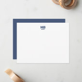 Moderne Initialen Navy Blue Bold Monogram Mitteilungskarte (Vorderseite/Rückseite Beispiel)