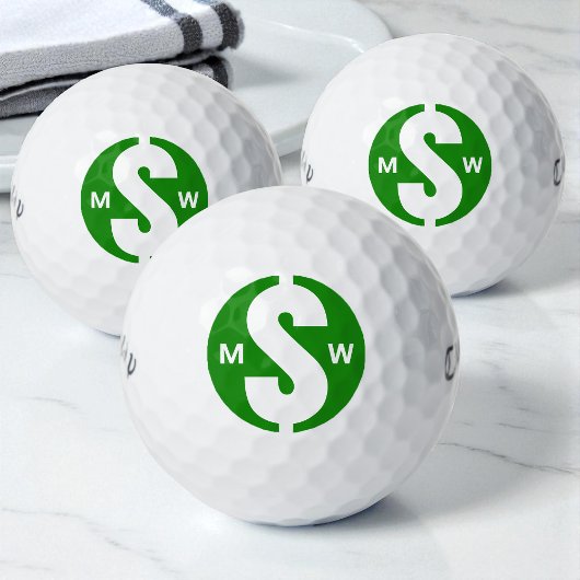 Moderne Initialen Spaß Green Money Custom Monogram Golfball