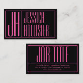 Moderne Initialen und Namenslogos Rosa/Schwarz Visitenkarte (Vorne/Hinten)