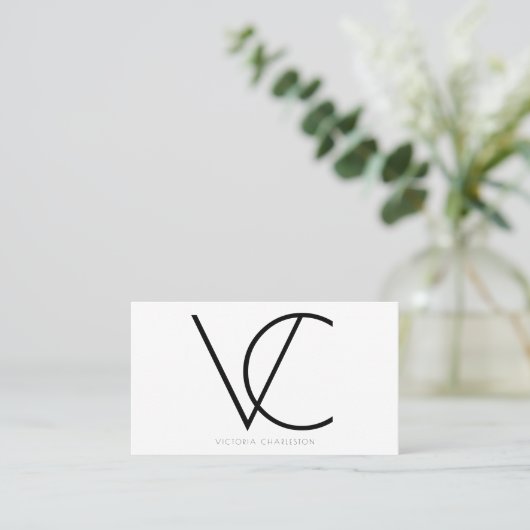 Moderne Initialen Visitenkarte (Stehend Vorderseite)