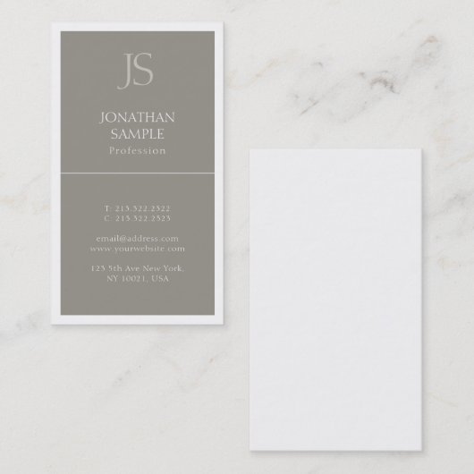 Moderne Initials Elegantes Chic Template Beruflich Visitenkarte (Vorne/Hinten)