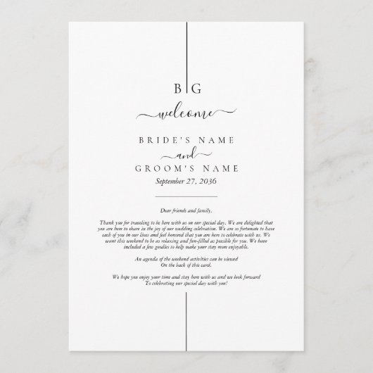 Moderne Inline-Monogramm-Hochzeitreise Programm (Vorderseite)